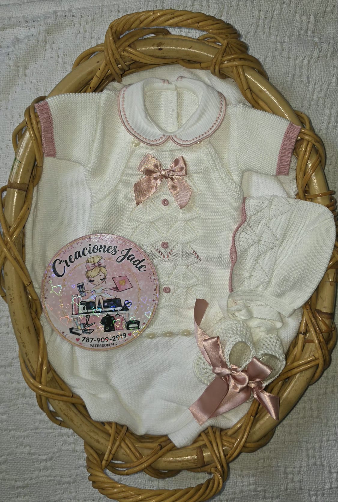 Elegant Bow Knitted Baby Girl Set 🎀