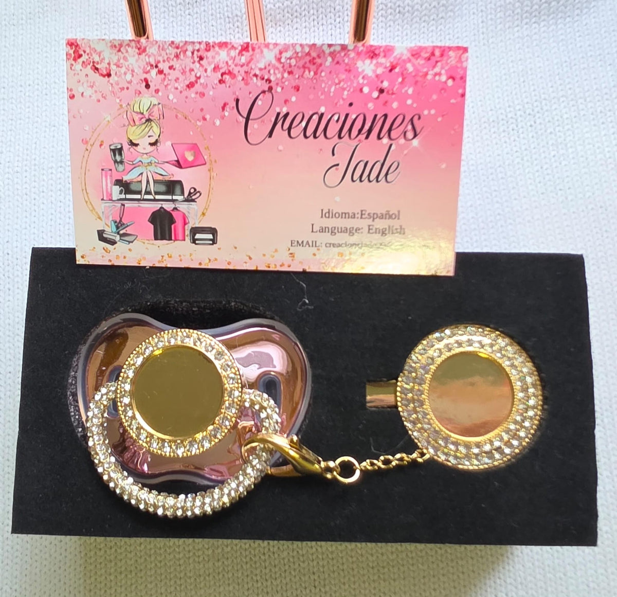 Luxury Rhinestone Pacifier & Matching Clip Set 👶💎