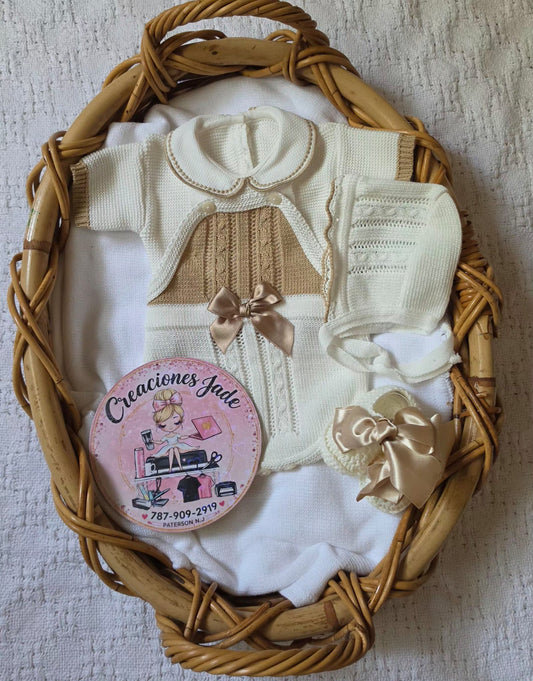 Elegant Cable-Knit Baby Girl Set 🎀