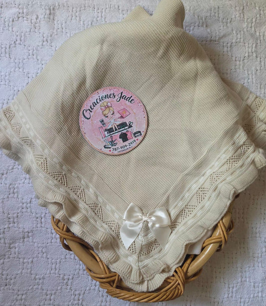 Elegant Ruffle Knit Baby Blanket 🎀✨
