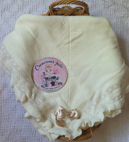 Elegant Ruffle Knit Baby Blanket 🎀✨