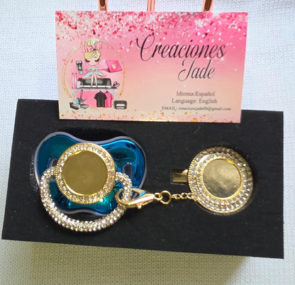 Luxury Rhinestone Pacifier & Matching Clip Set 👶💎