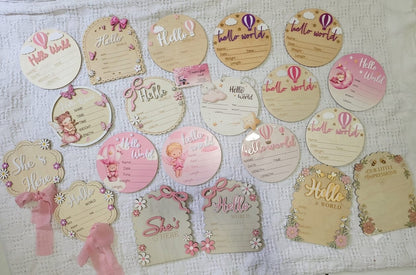 Baby Girl Birth Announcement Signs 👶✨