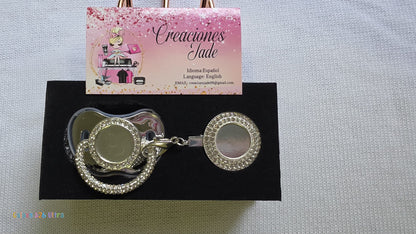 Luxury Rhinestone Pacifier & Matching Clip Set 👶💎