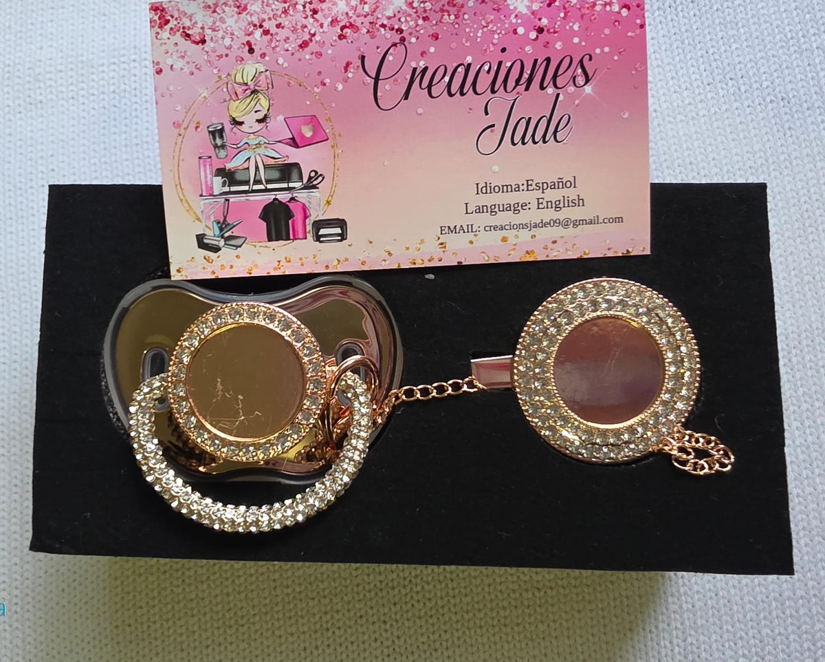 Luxury Rhinestone Pacifier & Matching Clip Set 👶💎